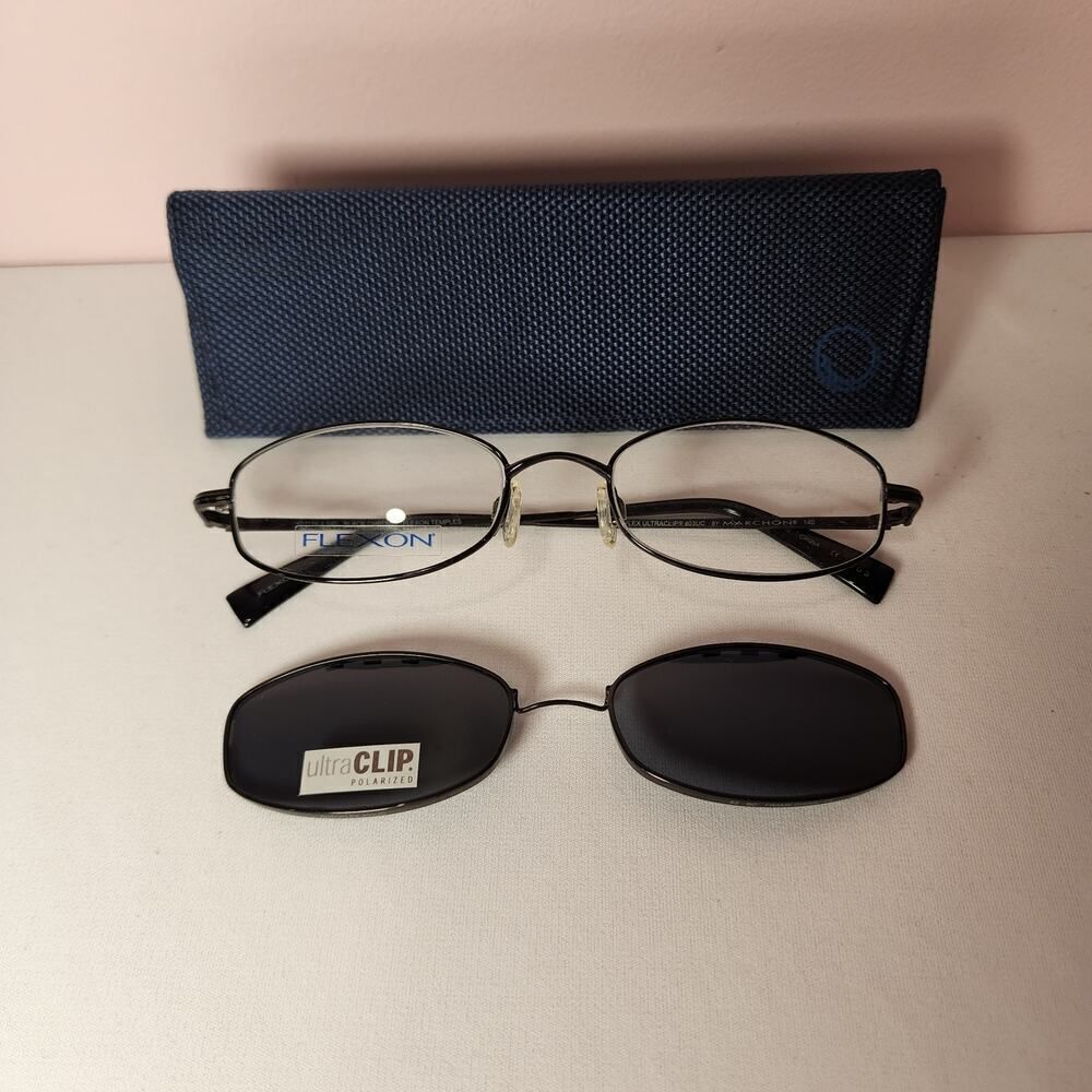 Marchon Flexon Autoflex Ultraclip 403UC Glasses Frames Clip On Sunglasses